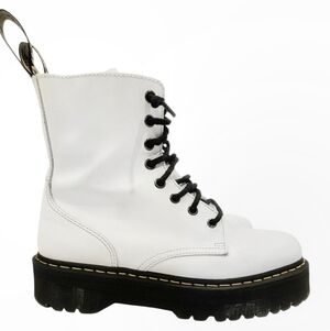 Dr. Martens White Leather Combat Boots Sz.8